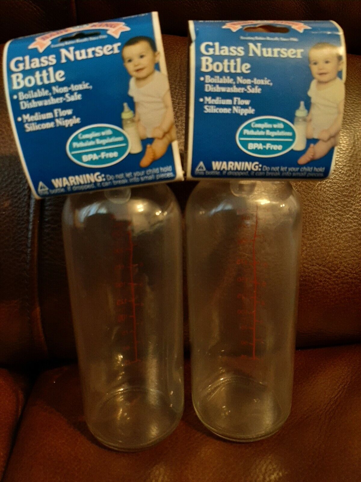 2 Baby King Glass Nurser Bottles